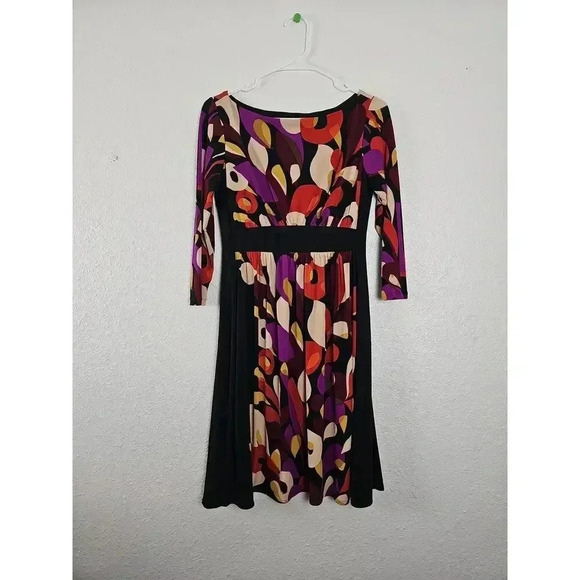 Maggy London Multicolor Long Sleeve A Line Dress Size 6 - Picture 1 of 6